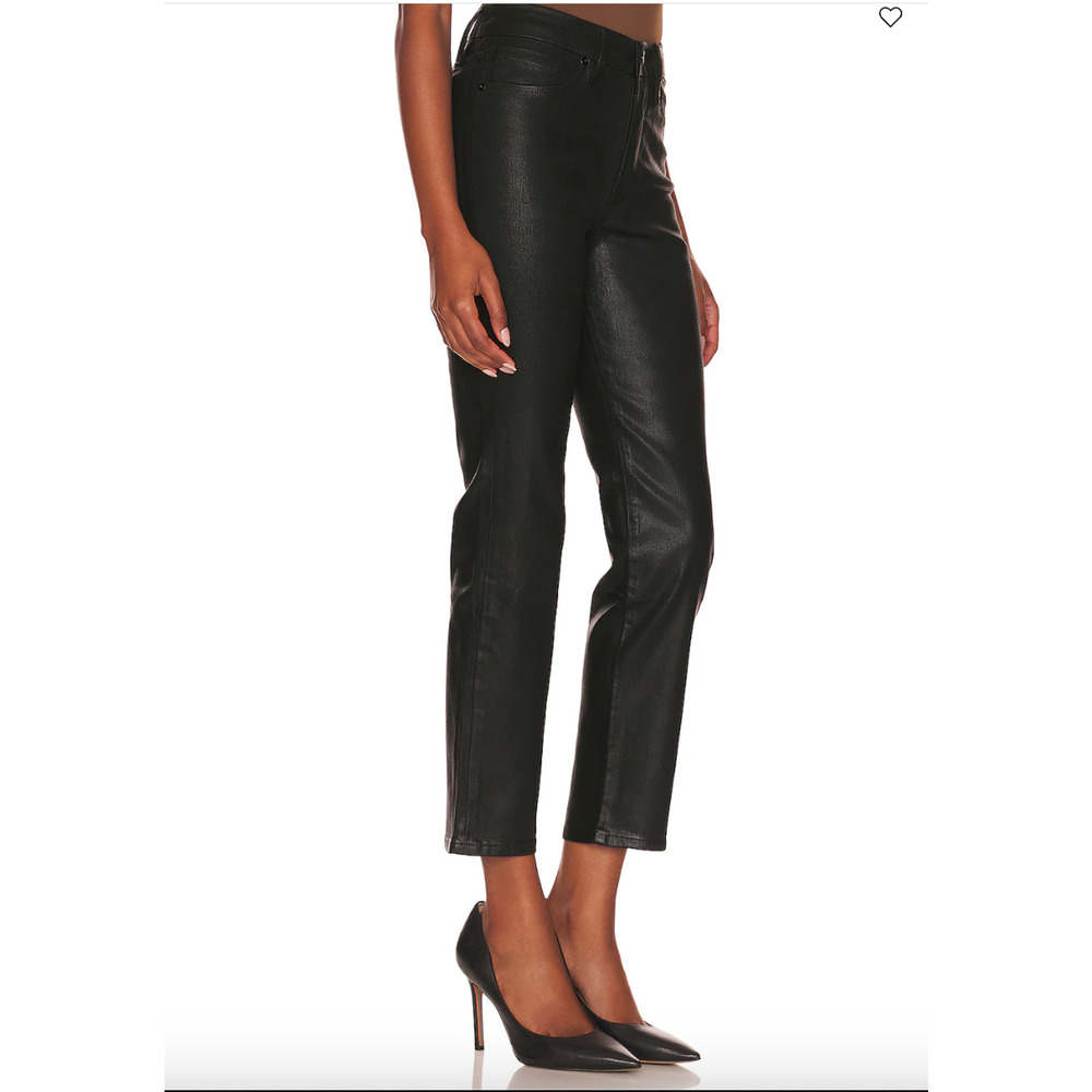 GOOD AMERICAN NWT Good Classic High Waisted Straight Coated Black Jeans // 0 - Picture 3 of 11
